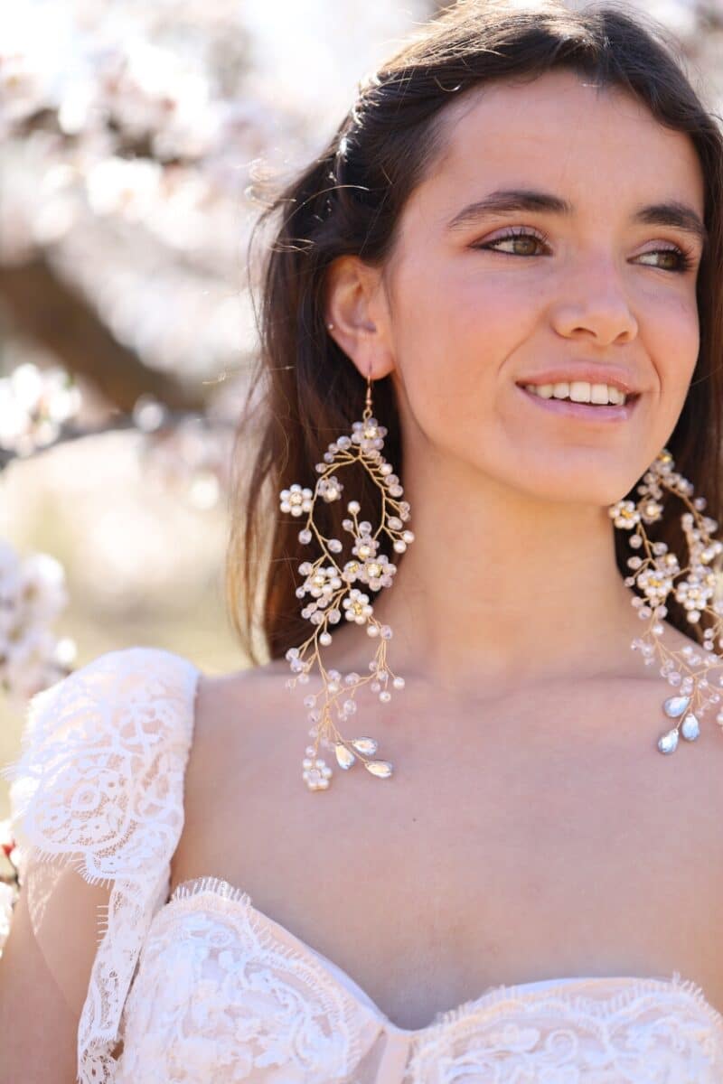 Extra Long Statement Gold Boho Wedding Earrings - MARGAUX