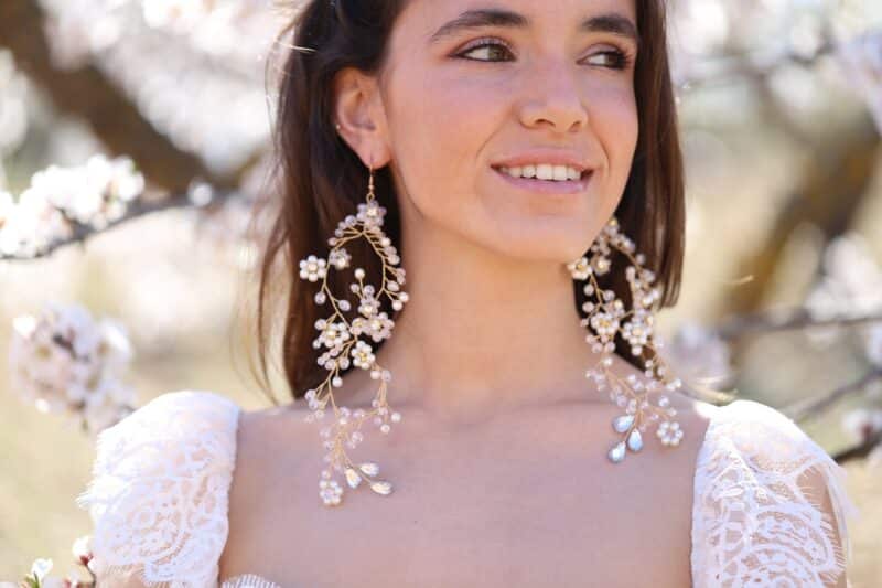 Extra Long Statement Gold Boho Wedding Earrings - MARGAUX - Image 5