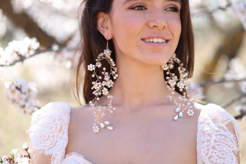 Extra Long Statement Gold Boho Wedding Earrings - MARGAUX - Image 3