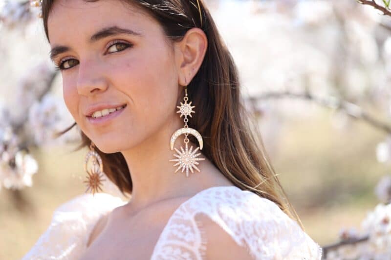 Stat And Moon Celestial Boho Wedding Earrings - JACQUELINE - Image 2