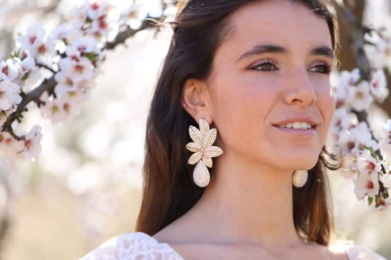 Flower Gold Statement Boho Wedding Earrings - ELLE