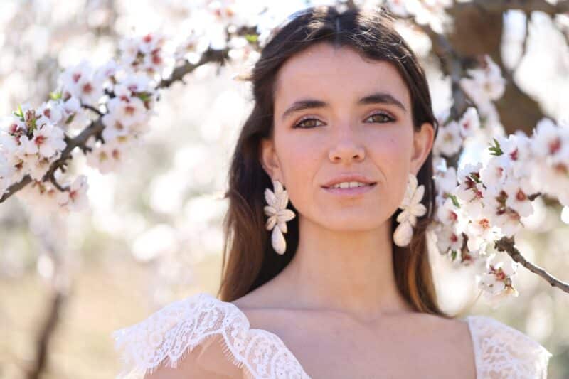 Flower Gold Statement Boho Wedding Earrings - ELLE - Image 6