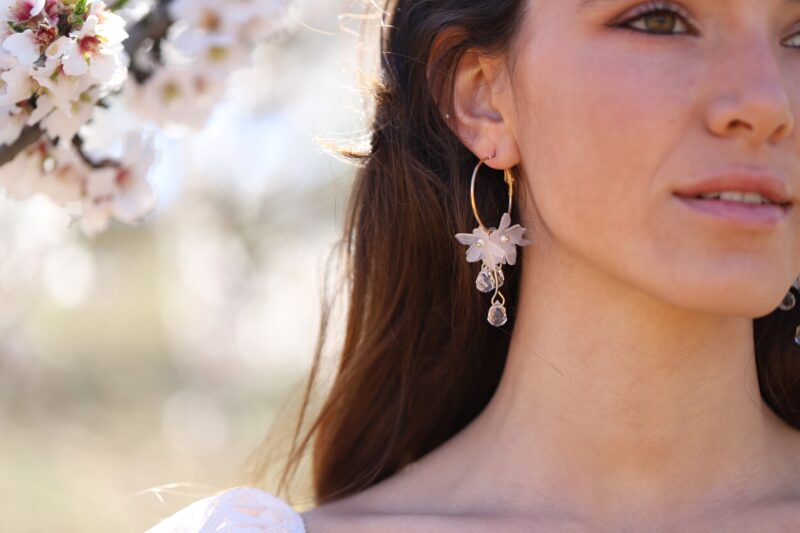 Flower Boho Wedding Earrings - COLLETE - Image 2