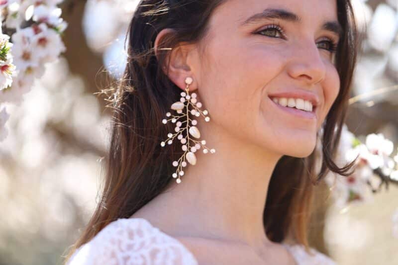 Sea Shells Leaves Opal Gold Boho Wedding Earrings - ESTELLE - Image 3