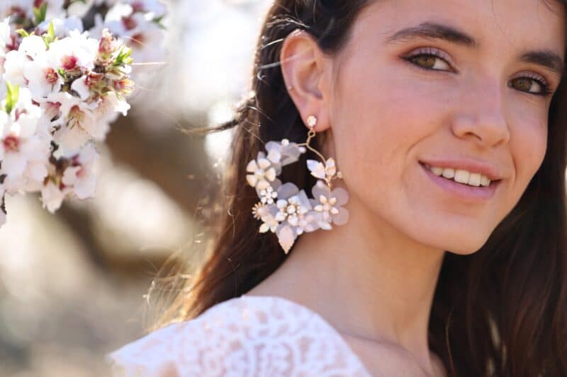 Flower Statement Boho Wedding Earrings - LUCILLE - Image 3