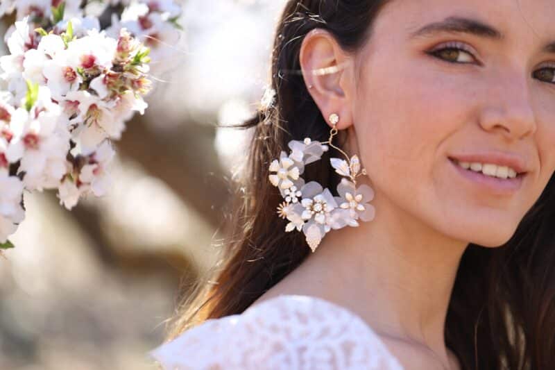 Flower Statement Boho Wedding Earrings - LUCILLE - Image 2