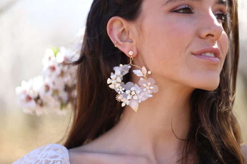 Flower Statement Boho Wedding Earrings - LUCILLE - Image 4