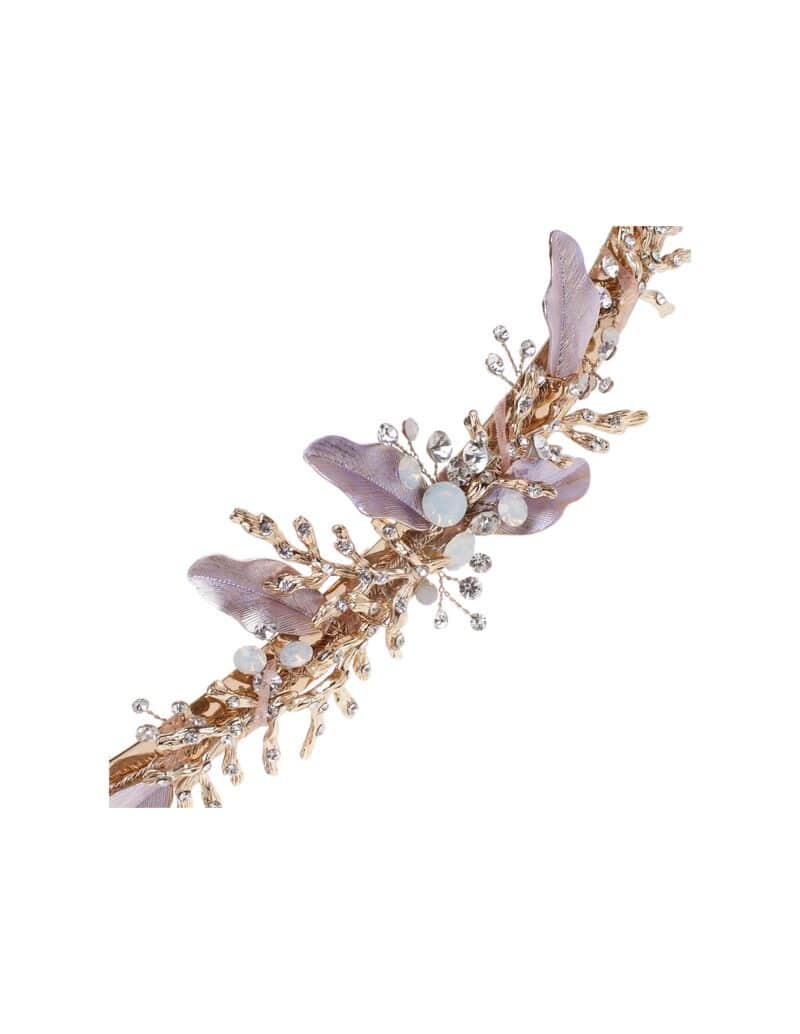 Opal Crystal Boho Leaf Lilac Gold Wedding Belt - LOLITA - Image 3