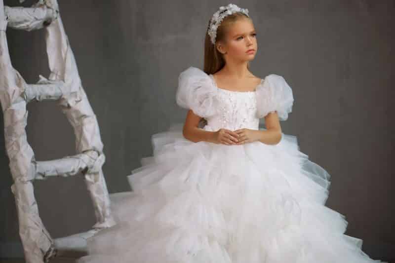 Puff Sleeves Flower Girl First Communion Dress - LETISIA - Image 3