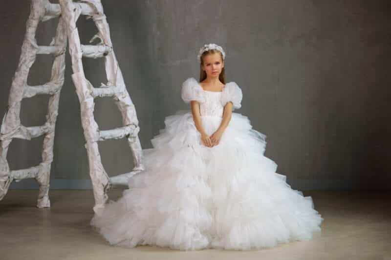 Puff Sleeves Flower Girl First Communion Dress - LETISIA - Image 2