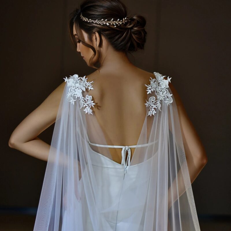 Wedding Cover Up Bolero Bridal Cape Veil - OLIVIA