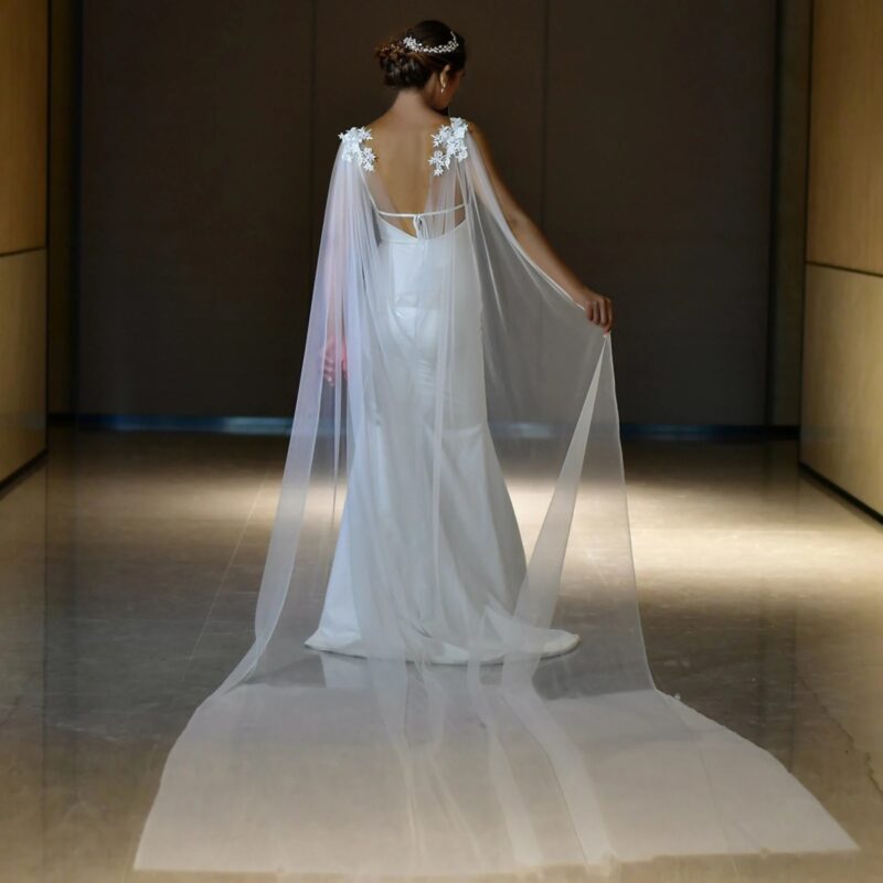 Wedding Cover Up Bolero Bridal Cape Veil - OLIVIA - Image 2