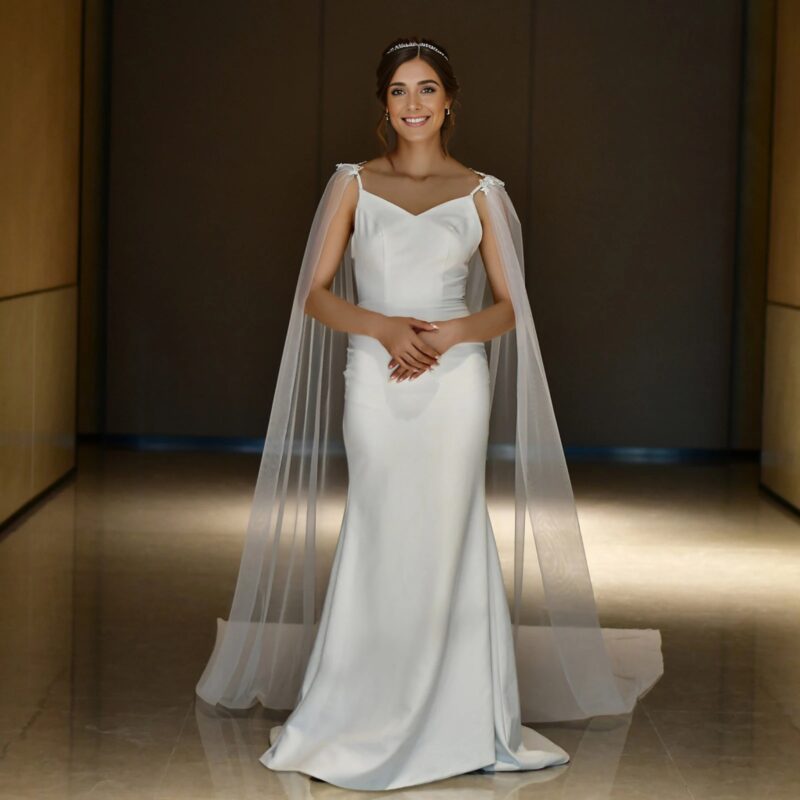 Wedding Cover Up Bolero Bridal Cape Veil - OLIVIA - Image 5