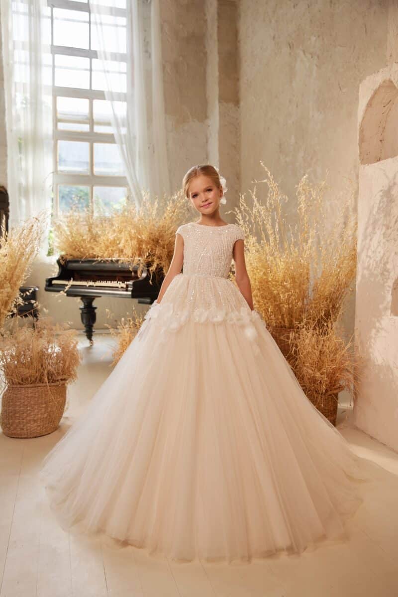 Nude Princess Children Flower Girl Dress -SANDRA