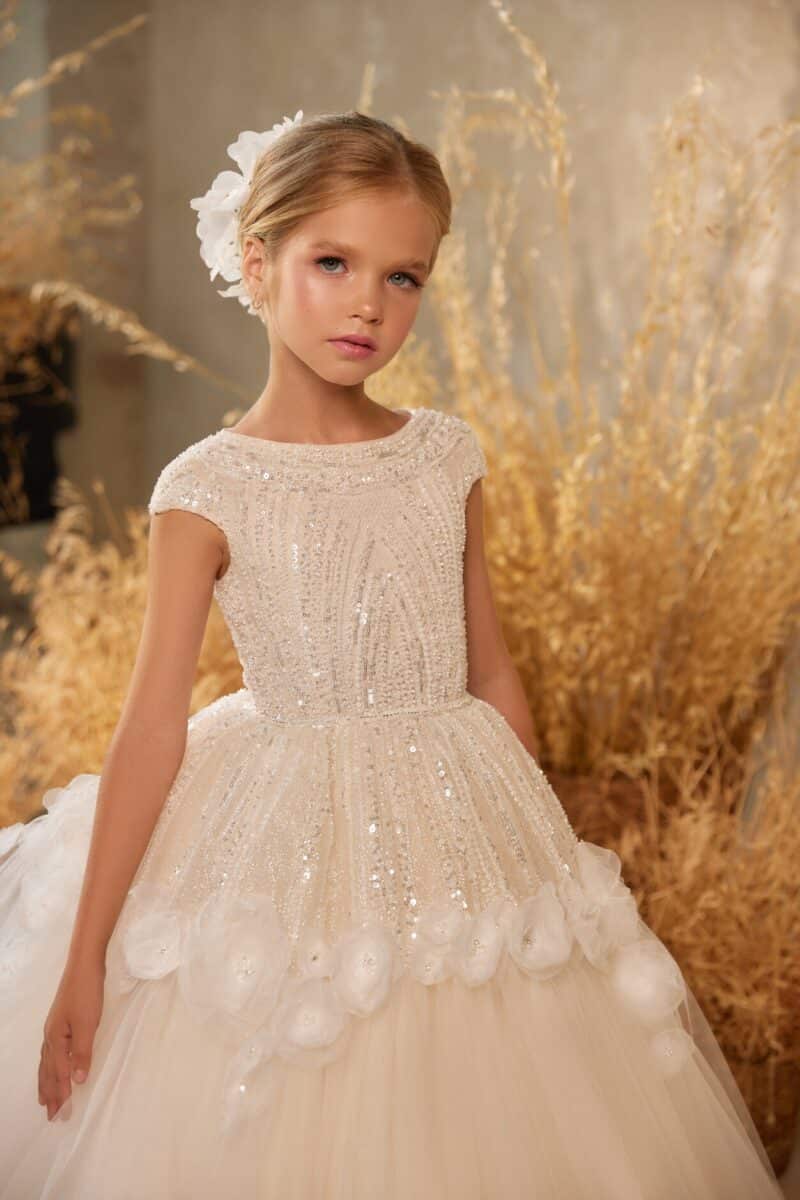 Nude Princess Children Flower Girl Dress -SANDRA - Image 2