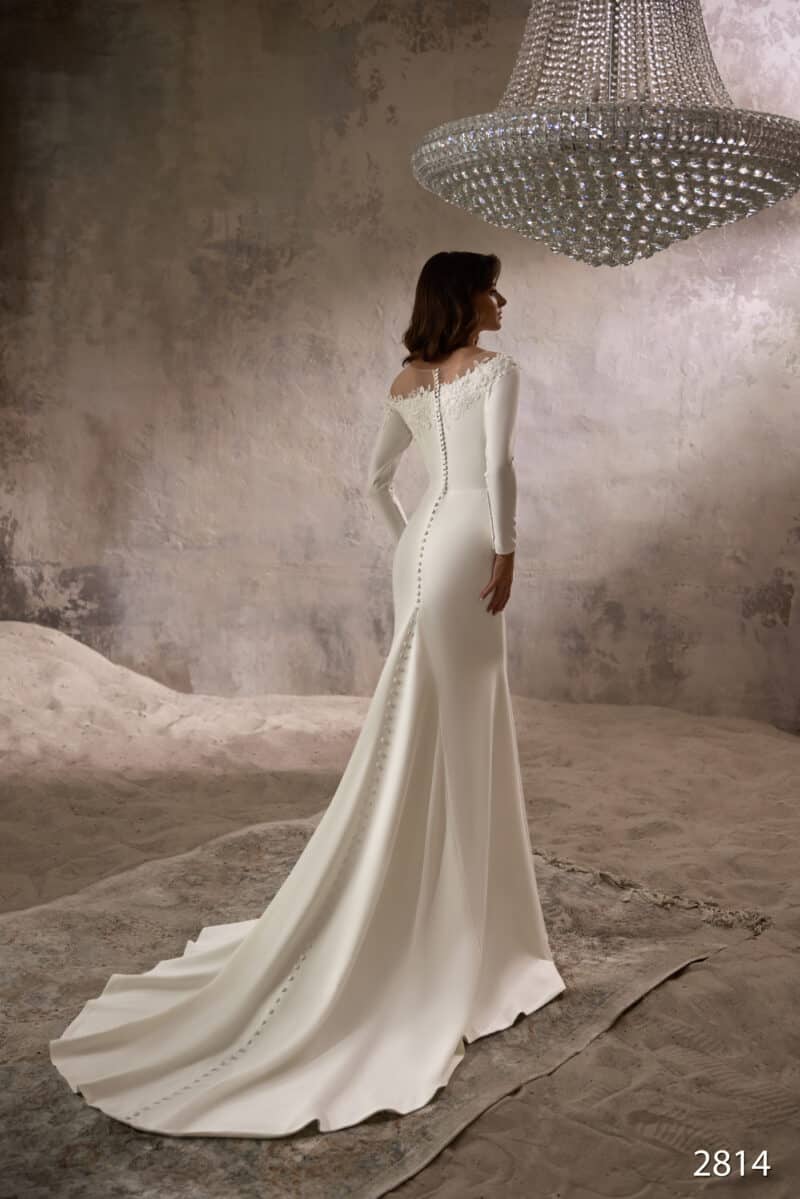 Long Sleeves Mermaid Wedding Dress With Detachable Train - AISHA - Image 4