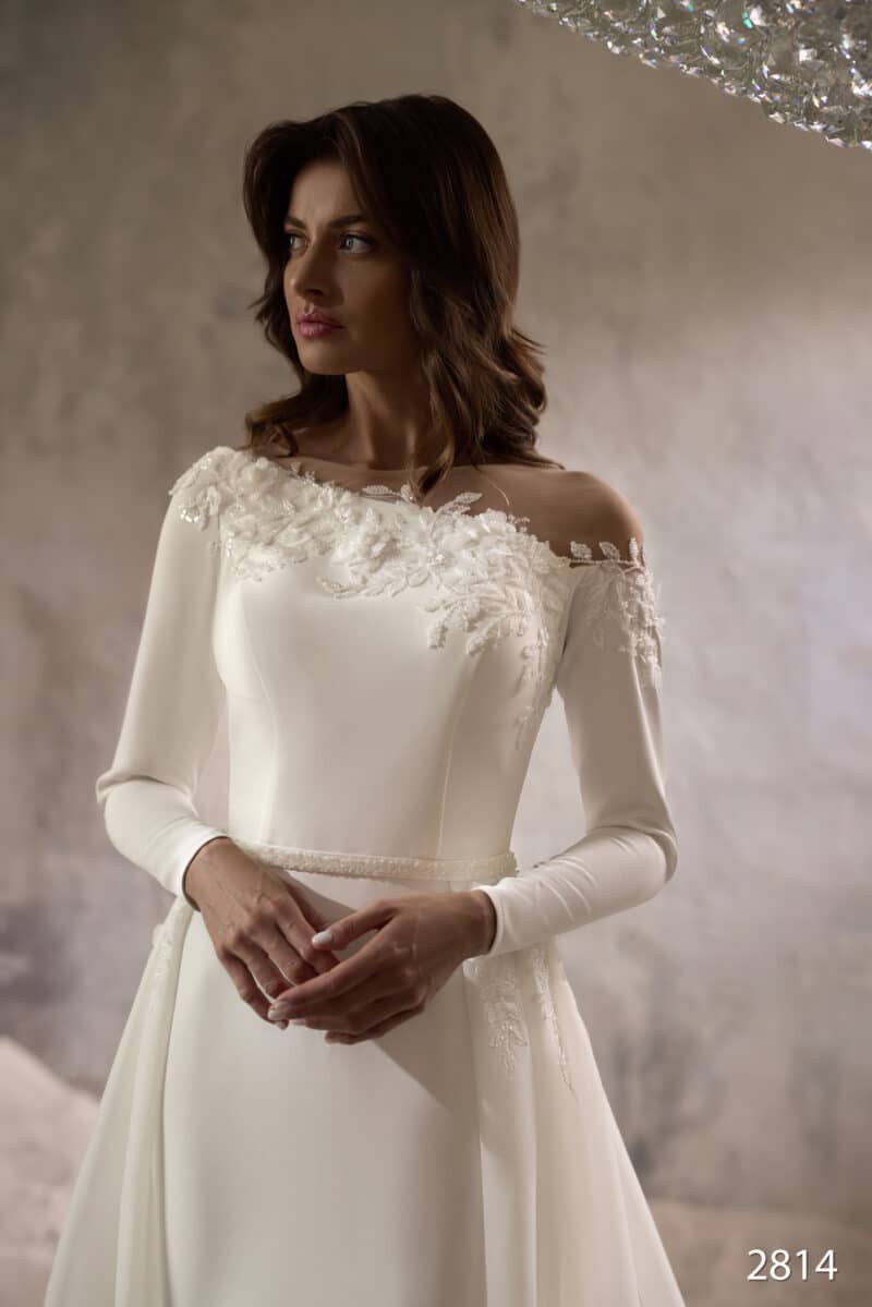 Long Sleeves Mermaid Wedding Dress With Detachable Train - AISHA - Image 3