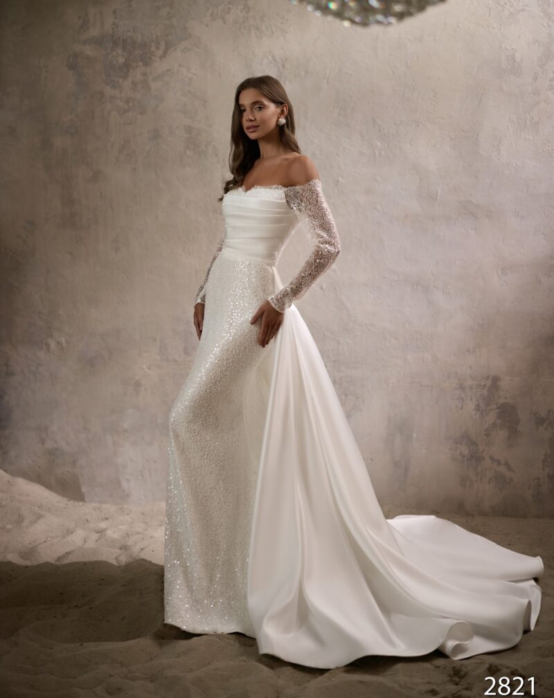 Off-the-shoulder Mermaid Wedding Dress With Train - AMY