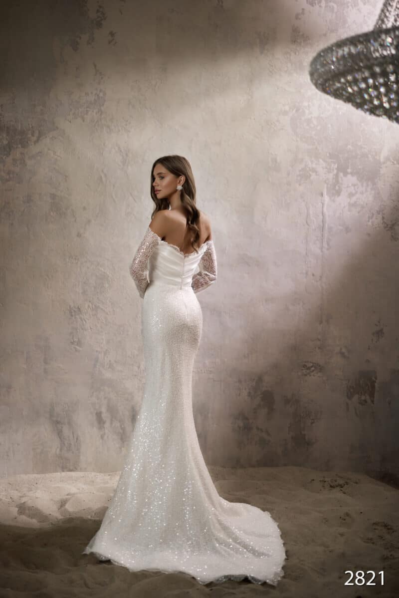 Off-the-shoulder Mermaid Wedding Dress With Train - AMY - Image 3