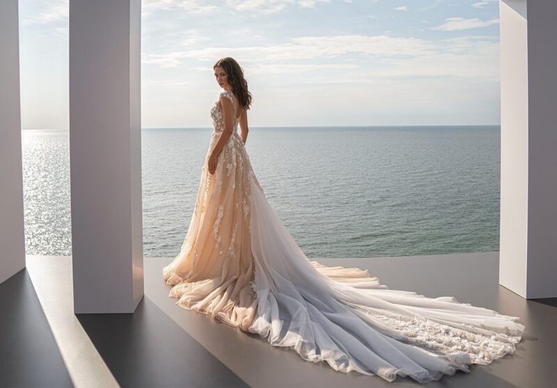 Mermaid Wedding Dress With Detachable Long Train - AISHA