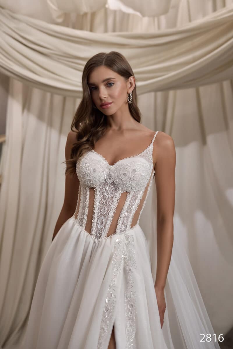 Corset Slit Sexy Boho A-Line Wedding Dress - VITTORIA - Image 4