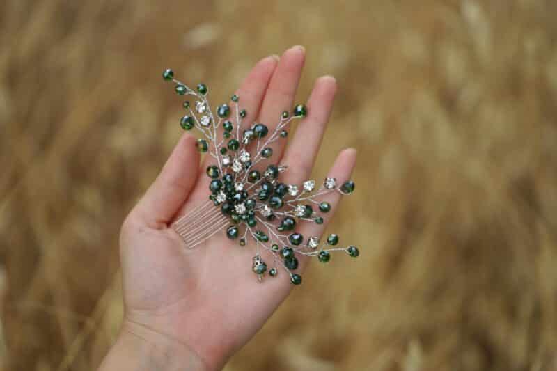 Emerald Green Crystal Wedding Hair Comb - VERONICA - Image 3