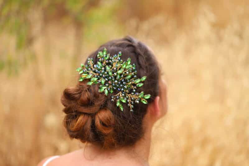 Green Gold Crystal Wedding Hair Comb - ANNITA - Image 6