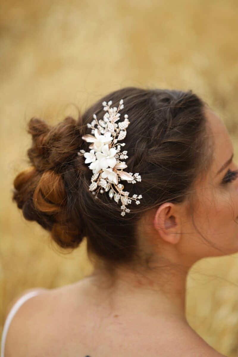 Delicate Porcelain Flower Wedding Hair Comb - EMILIA - Image 6