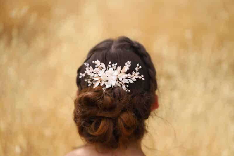 Delicate Porcelain Flower Wedding Hair Comb - EMILIA - Image 5