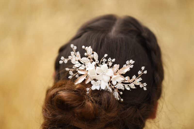 Delicate Porcelain Flower Wedding Hair Comb - EMILIA - Image 3