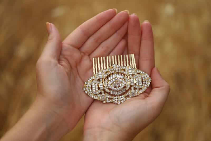 Art Deco Gold Wedding Hair Comb - DAISY - Image 3