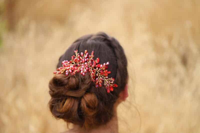 Red Gold Crystal Wedding Hair Vine - RAQUEL