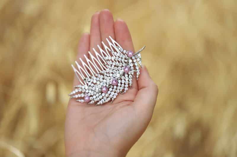 Lilac Silver Leaf Wedding Hair Comb - LILIA - Image 3