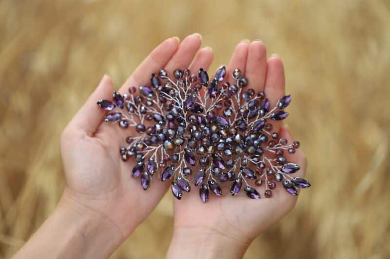 Purple Crystal Wedding Hair Comb - ANNITA - Image 2