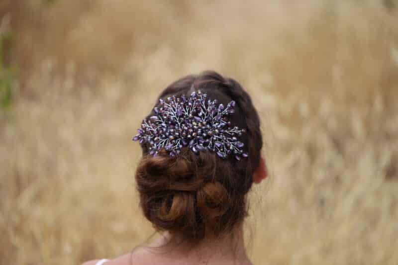 Purple Crystal Wedding Hair Comb - ANNITA - Image 3