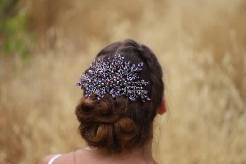 Purple Crystal Wedding Hair Comb - ANNITA - Image 6