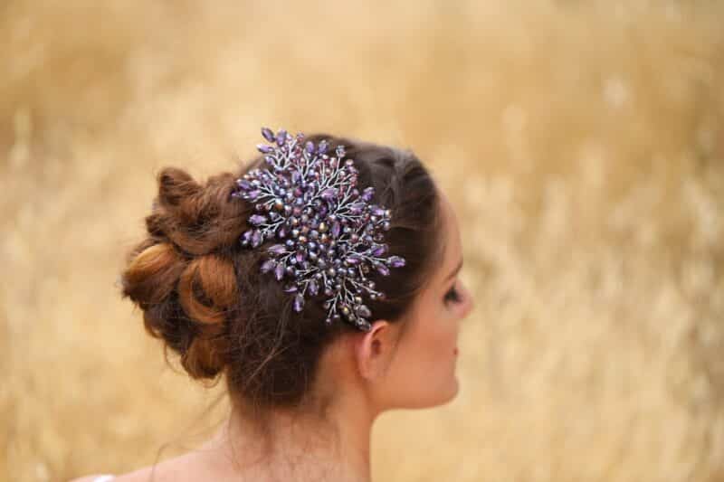 Purple Crystal Wedding Hair Comb - ANNITA - Image 5