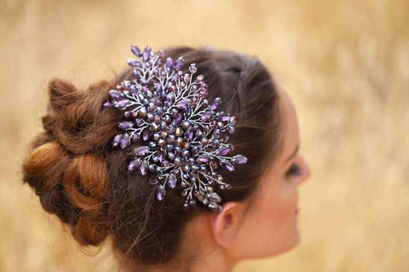 Purple Crystal Wedding Hair Comb - ANNITA