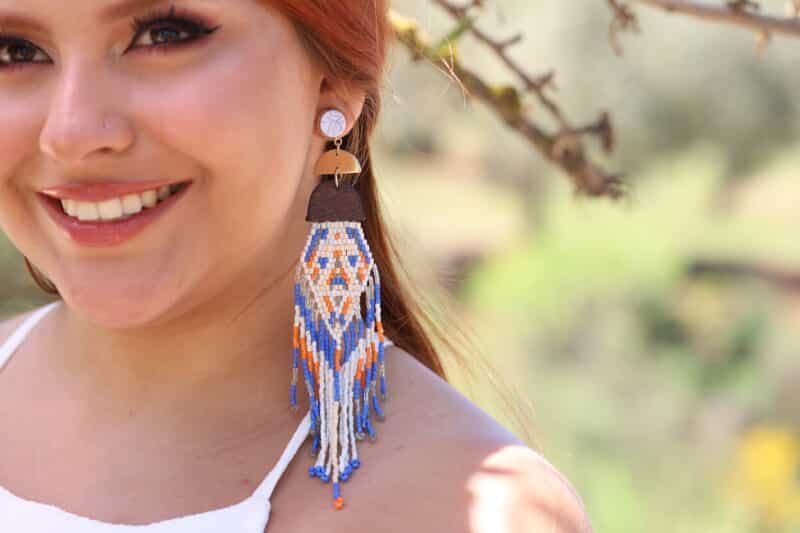 Long Native American Style Beaded Earrings - ELENA - Image 3