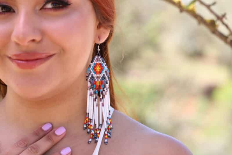 Long Boho Beaded Earrings - PAMELA - Image 2