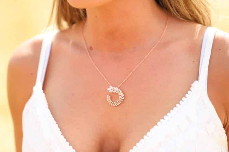 Rose Gold Cubic Zirconia Bridal Necklace - ADELIA