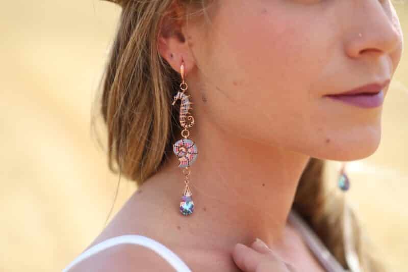 Rose Gold Swarovski Crystal Beach Wedding Earrings - KIRA - Image 3