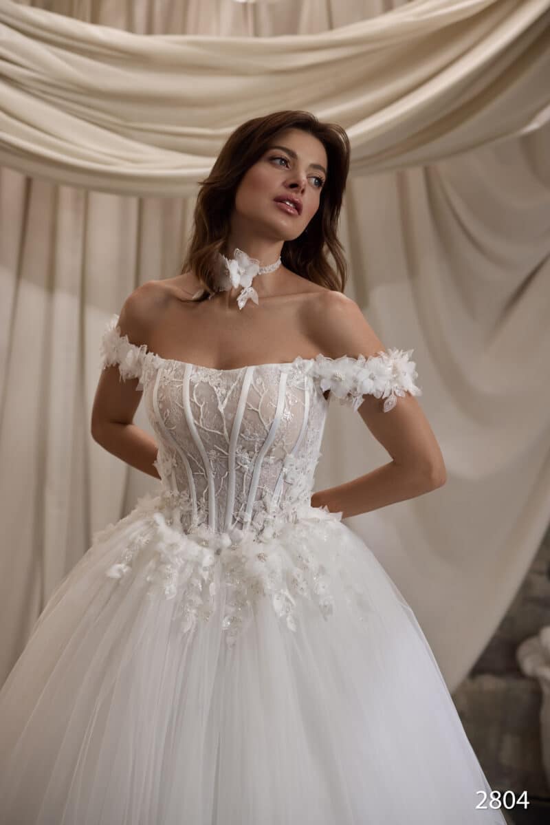 Luxurious Off-the-shoulder Princess Wedding Dress  -JENNIE - Image 2