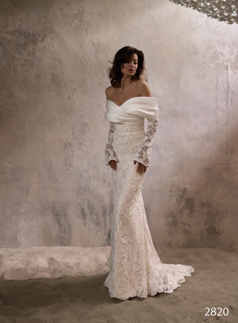 Long Sleeves Macrame Lace Mermaid Wedding Dress - LENORA