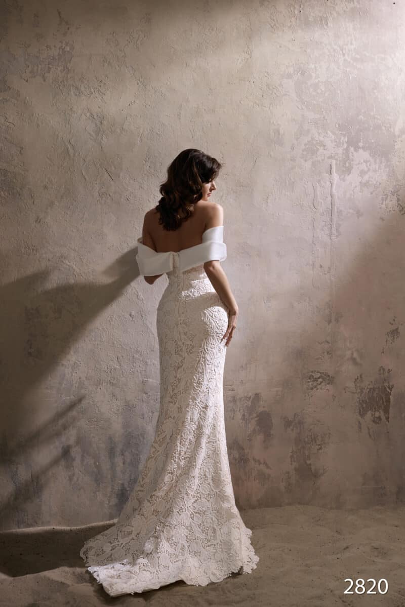 Long Sleeves Macrame Lace Mermaid Wedding Dress - LENORA - Image 3