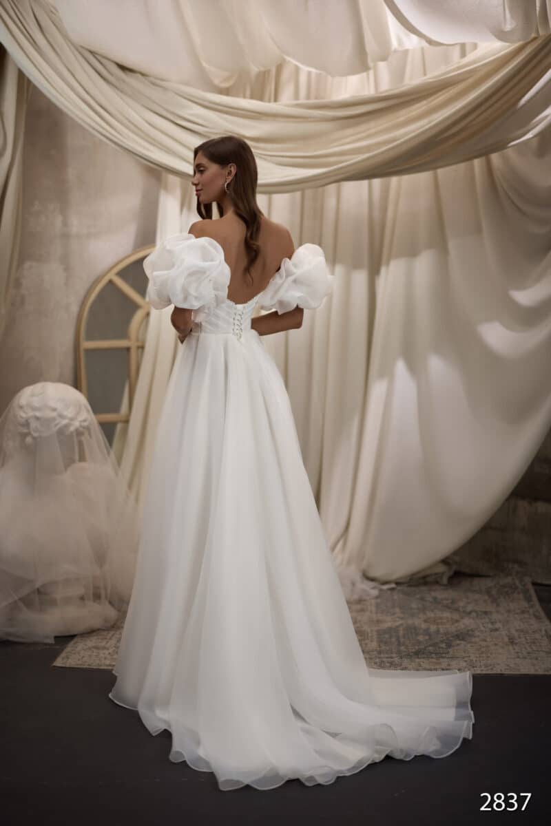 Detachable Sleeves A- Line Wedding Dress - ANGELLA - Image 3