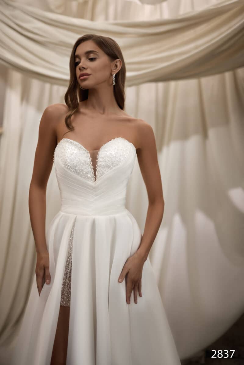 Detachable Sleeves A- Line Wedding Dress - ANGELLA - Image 4