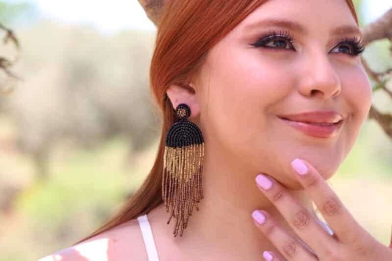 Long Tassel Fringe Earrings, Bridesmaid Jewelry - AFRODITA - Image 2