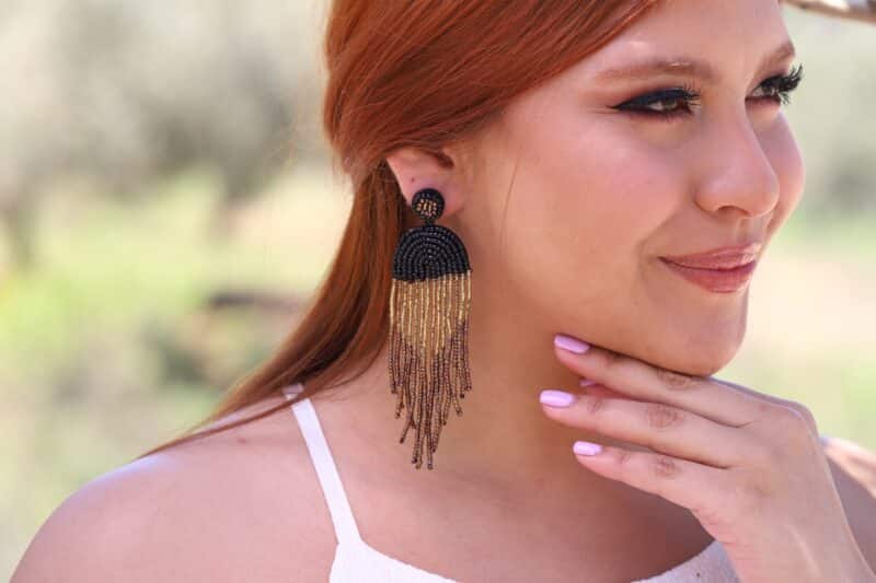 Long Tassel Fringe Earrings, Bridesmaid Jewelry - AFRODITA - Image 3