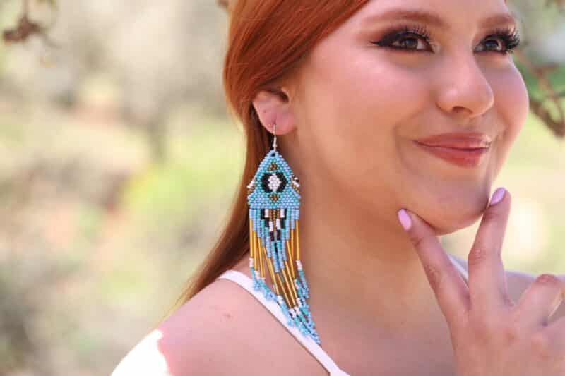 Long Native American Style Beaded Earrings - DEMI - Image 2